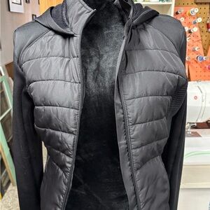 Black Quilted Hooded Jacket